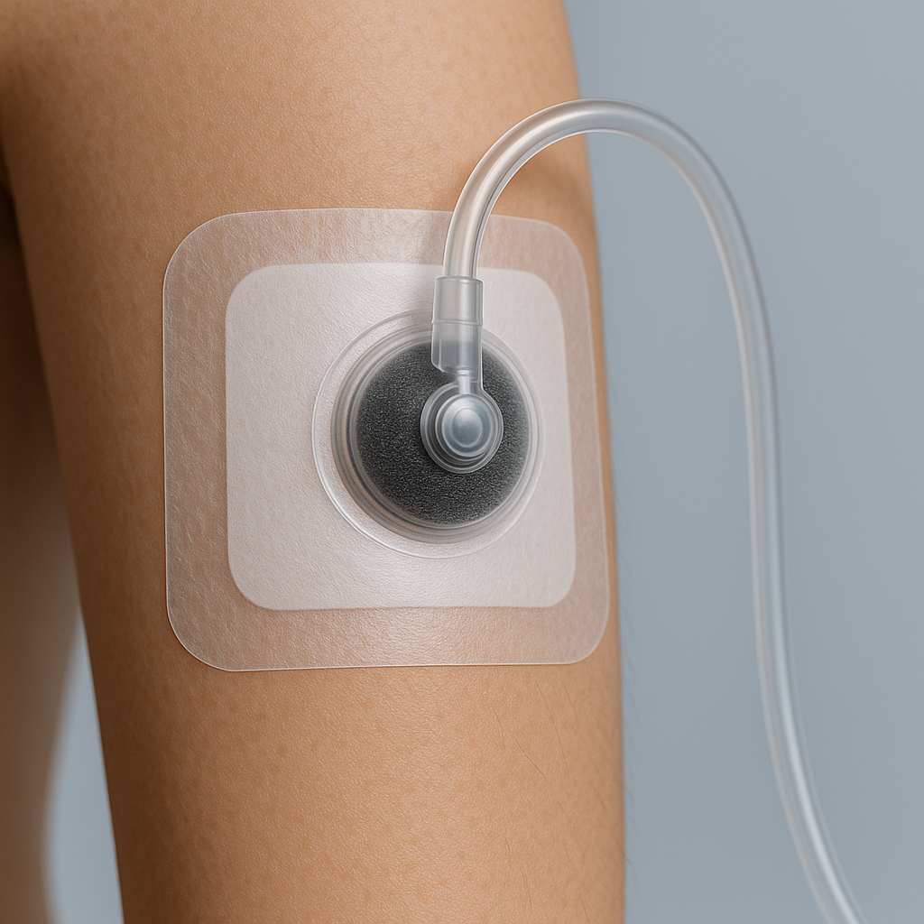 Illustration d'un kit de thérapie par pression négative (VAC/TPN)